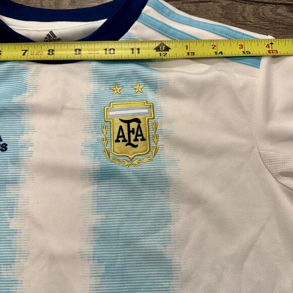 Adidas Argentina Soccer Jersey Youth M AFA FIFA White Blue Climalite Football - Picture 5 of 9